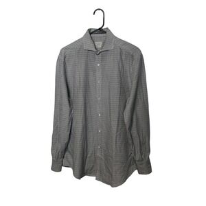 Brunello Cucinelli Shirt Mens Large Blue Green Plaid Basic Fit Made in Italy